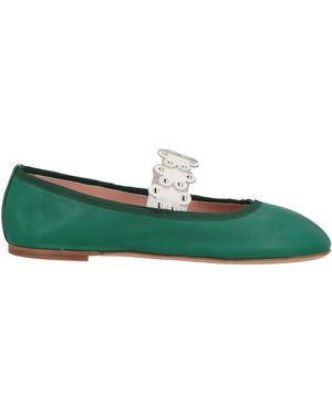 Red(V) Ballet Flats Leather, Textile Fibres - Green