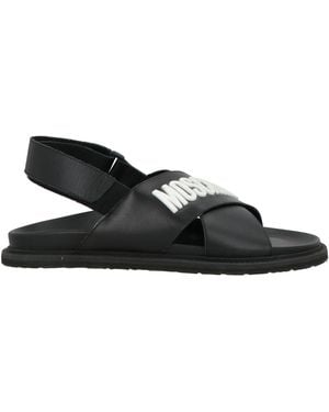 サンダル MOSCHINO Men Sandals MB10162G0M GA0000 BLACK Moschino sandals men MB10162G0MGA0000 Black leather logo