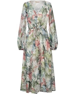 Black Coral Midi Dress - White