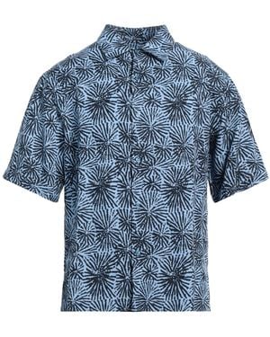 Sandro Printed Lyocell And Linen-blend Shirt - Blue