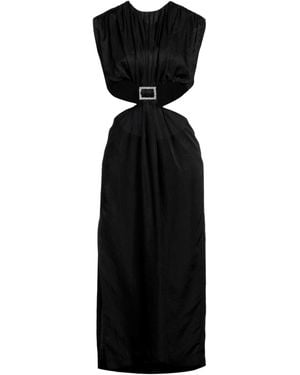 Sandro Cutout Crystal-embellished Satin-twill Midi Dress - Black