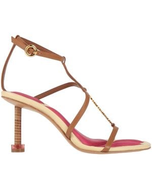 Jacquemus Pralu Logo-embellished Leather Sandals - Pink