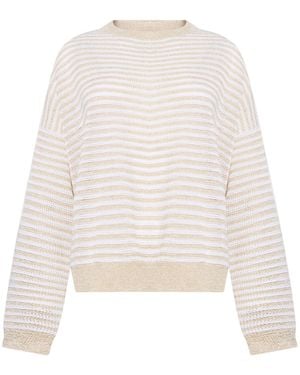 Brunello Cucinelli Sweater Linen, Polyester, Metallic Fiber, Polyamide - White