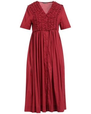 CATERINA D. Brick Midi Dress Cotton - Red