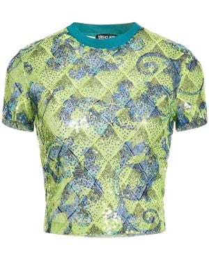 Versace Jeans Couture Lime Top Polyester, Elastane - Blue