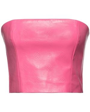 ROTATE BIRGER CHRISTENSEN Emili Strapless Cropped Faux Leather Top - Pink