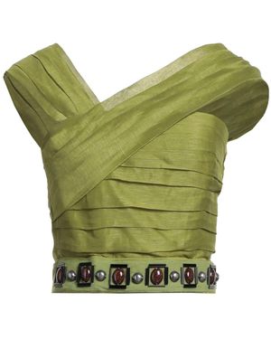 Alberta Ferretti Military Top Linen, Silk - Green