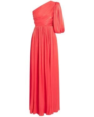 Costarellos Drapierte robe aus glänzendem jacquard mit asymmetrischer schulterpartie - Rot