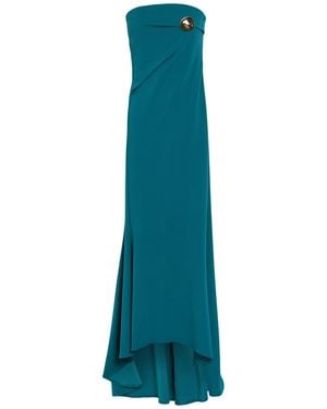 Rinascimento Deep Maxi Dress Polyester, Elastane - Blue