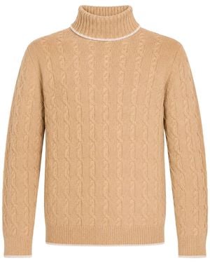 Fedeli Camel Turtleneck Cashmere - Natural