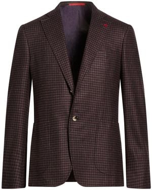 Isaia Blazer Wool, Silk, Linen - Brown