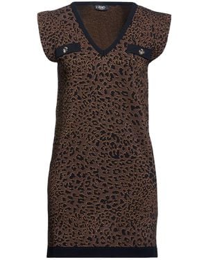 Liu Jo Mini Dress Viscose, Metallic Polyester, Elastane, Polyamide - Brown