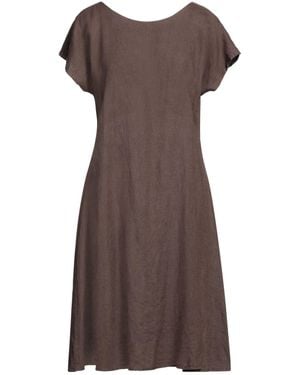 Rossopuro Dark Midi Dress Linen - Brown