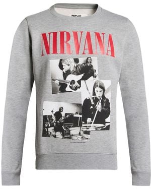 Replay Tribute Nirvana Sweatshirt Cotton, Polyester - Gray