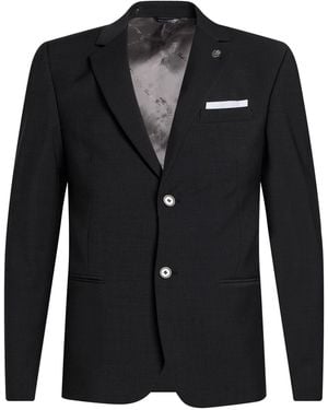 Daniele Alessandrini Charcoal Blazer Wool, Polyester, Elastane - Black