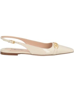 Tom Ford Ivory Ballet Flats Calfskin, Brass - Natural