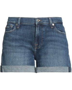 7 For All Mankind Denim Shorts Cotton, Elastane - Blue