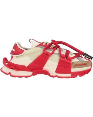 Dolce & Gabbana Ivory Trainers Cotton, Calfskin, Viscose, Polyamide, Elastane - Red