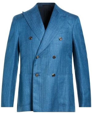 Caruso Blazer Wool, Silk, Linen - Blue