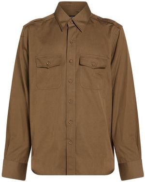 Tom Ford Military Shirt Cotton, Silk - Brown