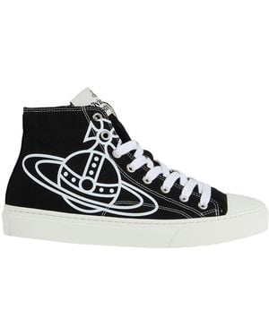 Vivienne Westwood High-Top Sneakers With Graphic Emblem And Textured Sole - Black