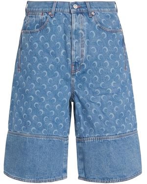 Marine Serre Denim Shorts Cotton - Blue