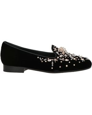 Rene Caovilla Loafers Textile Fibres, Leather - Black