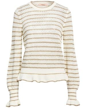 Twinset Sweater Cotton, Viscose, Wool, Metallic Polyester - White