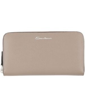 Santoni Taupe Wallet Leather - Natural