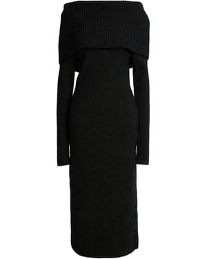 Fabiana Filippi Military Maxi Dress Virgin Wool, Mohair Wool, Polyamide, Wool, Silk - Black