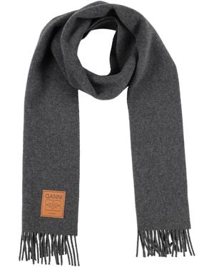 Ganni Charcoal Scarf Virgin Wool - Black