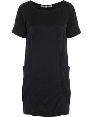 European Culture Mini Dress Rayon, Viscose, Cotton, Linen, Elastane - Black