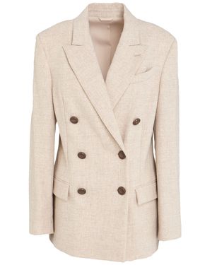 Brunello Cucinelli Blazer Virgin Wool, Cashmere, Ecobrass - Natural