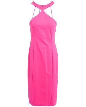 Gaelle Paris Noir Fuchsia Midi Dress Viscose, Polyamide, Elastane - Pink