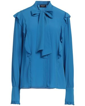 Dondup Crepe Bow-Accented Silk-Blend Shirt - Blue