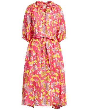 ORNAETE Fuchsia Midi Dress Cotton, Silk - Red