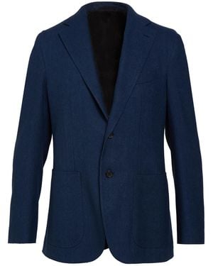 Caruso Blazer Linen, Wool, Cashmere - Blue