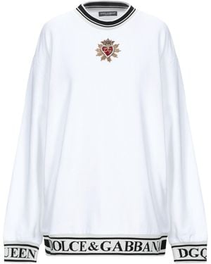 Dolce & Gabbana Sweatshirt Cotton, Brass, Silk, Glass, Polyester - White