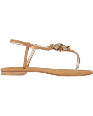 Emanuela Caruso Camel Thong Sandal Leather - Natural