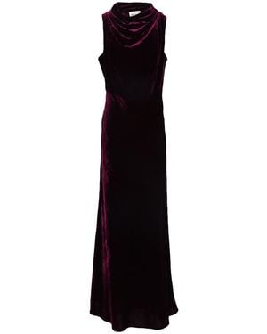 Semicouture Plum Maxi Dress Viscose, Polyamide - Black
