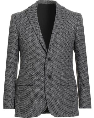 Lubiam Charcoal Blazer Wool, Cotton, Cashmere - Black