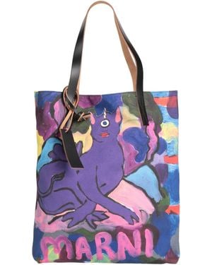 Marni Handbag Cotton, Cow Leather - Purple