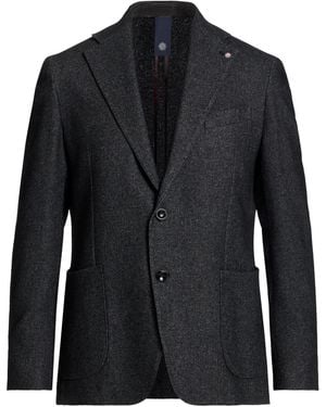 Bharnaba Charcoal Blazer Wool, Polyester - Black