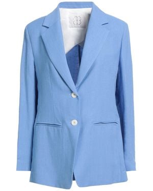 True Royal Azure Blazer Viscose, Linen - Blue