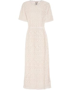 Semicouture Cream Maxi Dress Cotton, Polyamide - White