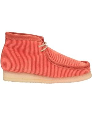 Clarks Ankle Boots Leather, Textile Fibers - Red