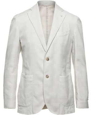 L.B.M. 1911 Ivory Blazer Cotton, Linen, Polyamide - White
