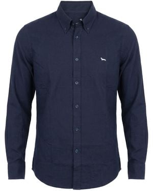 Harmont & Blaine Midnight Shirt Cotton, Wool - Blue