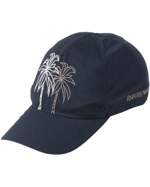 Emporio Armani Midnight Hat Polyester, Cotton - Blue