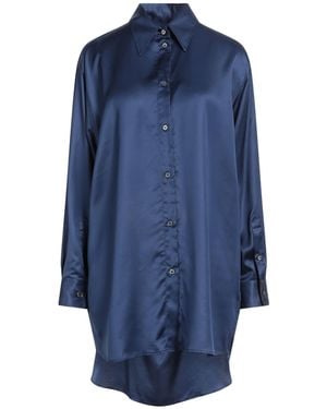 MM6 by Maison Margiela Oversized Satin Cut-Out Shirt - Blue